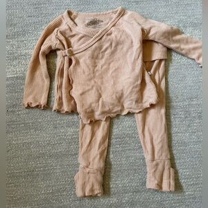 EUC - Caden Lane Blush Ribbed Baby Set - 0-3m, pinky cream / blush